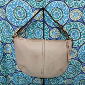 Coach Cream Leather Hobo Bag with Crescent Shape